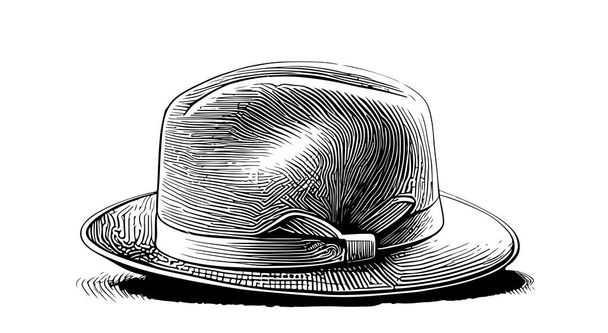 Schizzo del cappello schizzo disegnato a mano, disegno vettoriale stile incisione - Vettoriali, immagini