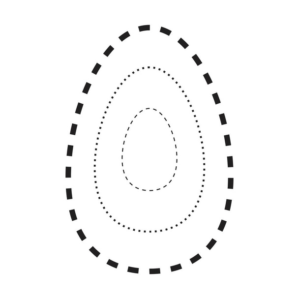 Nyomon követése ovális alakú szimbólum, szaggatott és pontozott törött vonal elem óvodai, óvodai és Montessori gyerekek előírás, rajz és vágás gyakorlat tevékenységek vektor illusztráció - Vektor, kép