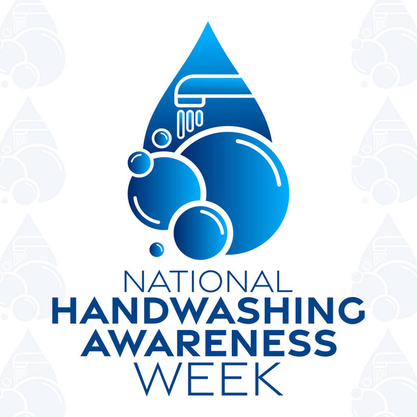 Semana Nacional de Conscientização sobre Lavagem de Mãos. Ilustração vetorial. Cartaz de férias - Vetor, Imagem