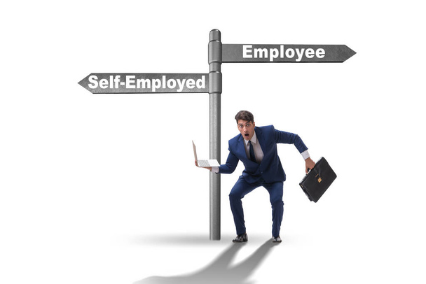自己雇用と雇用の比較の概念 - 写真・画像