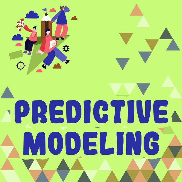 Szöveg felirat bemutatása prediktív modellezés, üzleti megközelítés karbantartási stratégia által vezérelt prediktív elemzés - Fotó, kép