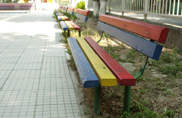 Multicolor benches - Фото, изображение