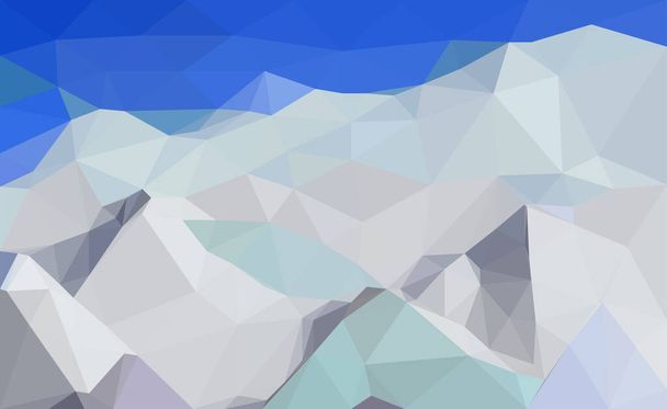 Polygonal geometric abstract digital snowly mountain, vector colorful, flat landscape, travel background, mountains art, blue sky, creative backdrop - Vector, Image