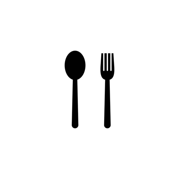 κουτάλι και πιρούνι εικονίδιο. πινακίδα και σύμβολο εστιατορίου - Διάνυσμα, εικόνα