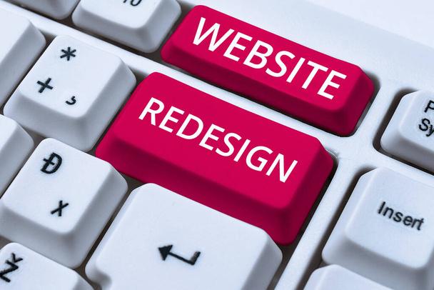 Inspirace zobrazování znamení Web Redesign, Obchodní nápad modernizovat vylepšovat nebo evamp vaše webové stránky vypadat a cítit - Fotografie, Obrázek
