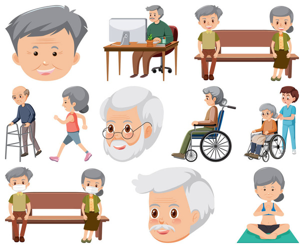 Colección de iconos de personas mayores ilustración - Vector, Imagen