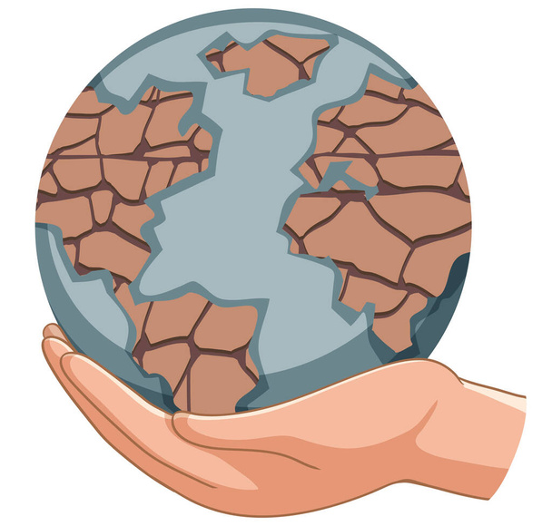 Drought stricken area on the globe from global warming illustration - Vector, Image