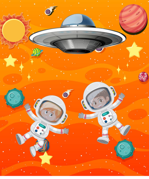 Cartoon space background template illustration - Vector, Image