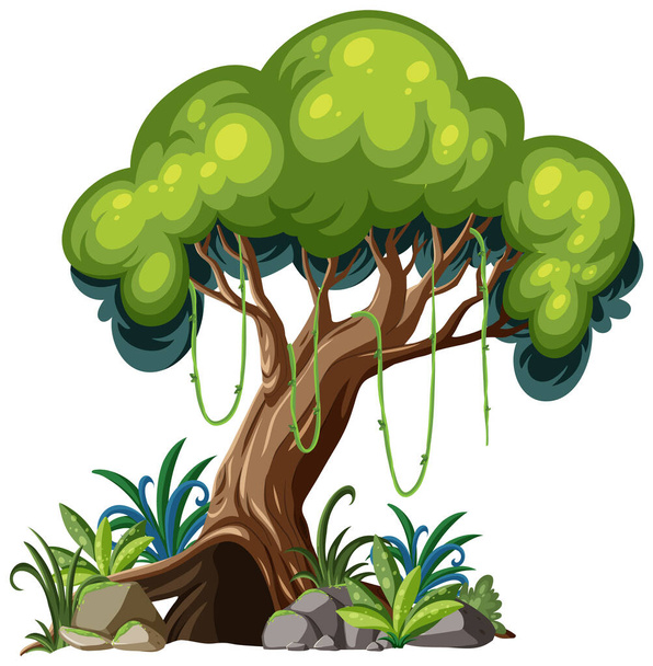 An isolated tree cartoon illustration - Vettoriali, immagini