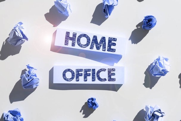 Text sign showing Home Office, Word for space designated in a persons residence for official business - Photo, Image
