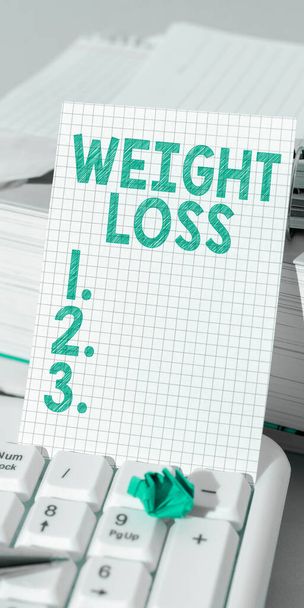 Inspiration zeigt Anzeichen von Gewichtsverlust, Business-Ansatz Verringerung der Körperflüssigkeit Muskelmasse reduzieren Fett entsorgen Gewebe - Foto, Bild