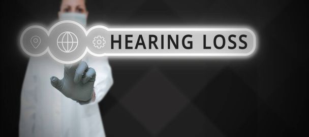 Inspirace ukazující znamení Ztráta sluchu, Business showcase je částečná nebo naprostá neschopnost poslouchat zvuky normálně - Fotografie, Obrázek