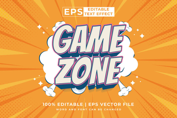 Editable efecto de texto zona de juego 3d de dibujos animados estilo cómic vector premium - Vector, imagen
