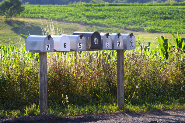 Seven mail boxes on a country road - Photo, Image