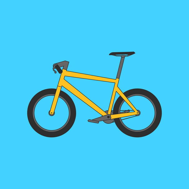 Простая иллюстрация велосипеда с желтым цветом рамы - Вектор,изображение