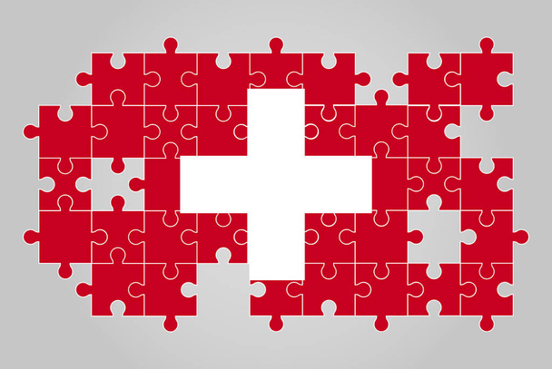 Svizzera bandiera forma del vettore puzzle puzzle, mappa puzzle, Svizzera bandiera per bambini - Vettoriali, immagini