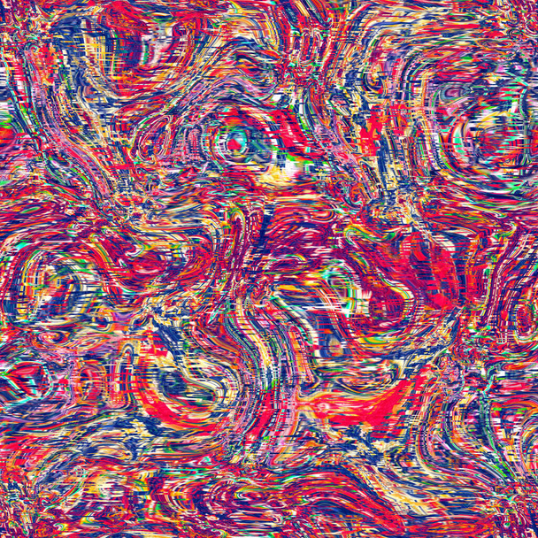 Modèle de distorsion rose vif. Papier peint kitsch coloré lumineux pour la conception de flux fluide. Papier fin marbré rose vif - Photo, image