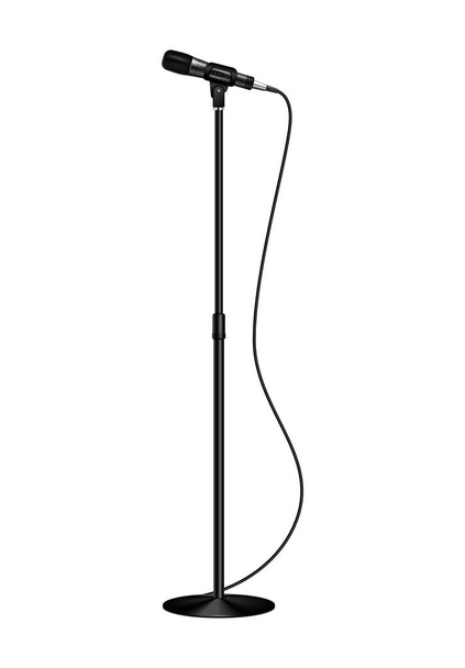 Composición realista del micrófono profesional con imagen aislada del micrófono de grabación de audio en la ilustración del vector del soporte - Vector, imagen