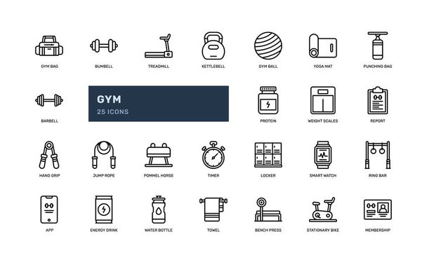 gimnasio gimnasio ejercicio deporte cardio culturismo esquema detallado icono. ilustración simple vector - Vector, imagen
