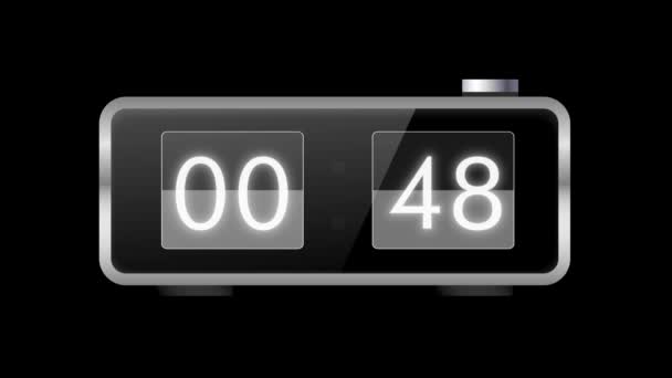 1 minuut timer countdown animatie 60 seconden tot 0 seconden. Modern plat ontwerp met animatie op zwarte achtergrond. Volle kracht vooruit. 4K. - Video