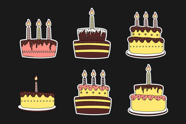 słodkie urodziny ciasto naklejka ilustracja  - Wektor, obraz