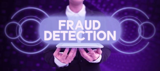 Text sign showing Fraud Detection, Concept meaning identification of actual or expected fraud to take place - Photo, Image