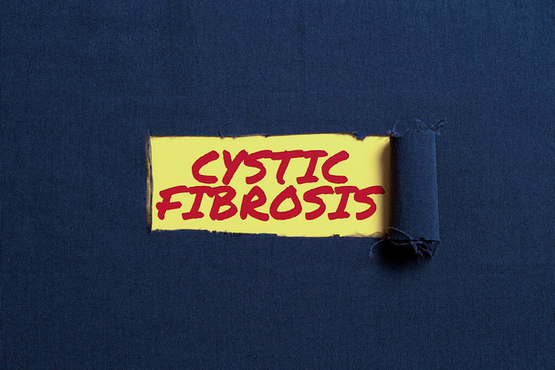 Leyenda conceptual Fibrosis quística, Palabra Escrito en un trastorno hereditario que afecta a las glándulas exocrinas - Foto, Imagen