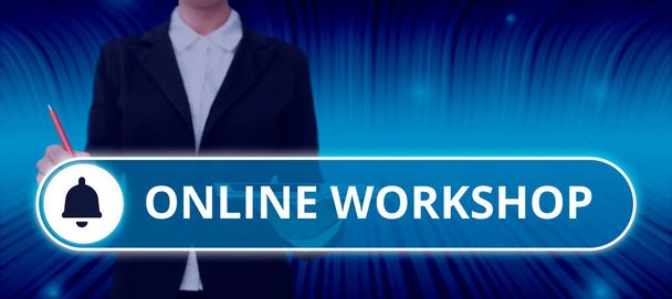 Handschrift Online Workshop, Business aanpak intensieve discussie en activiteit over een bepaald onderwerp - Foto, afbeelding