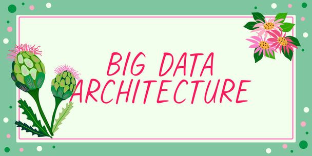 Textzeichen mit Big Data Architektur, Word Written on entwickelt, um die Analyse zu großer Daten zu handhaben - Foto, Bild