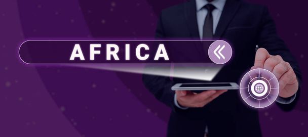 Текст, показывающий вдохновение Африка, Интернет Концепция миров второй по величине и второй по численности населения континент арабский - Фото, изображение