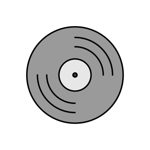 Виниловая пластинка, иконка вектора серого цвета lp записи. Музыкальный знак. Графический символ музыкального и звукового дизайна веб-сайта и приложений, логотипа, приложения, пользовательского интерфейса - Вектор,изображение