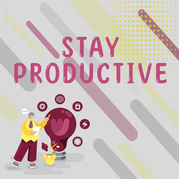 Légende textuelle présentant Stay Productive, Business idea Efficience Concentration Productivité - Photo, image