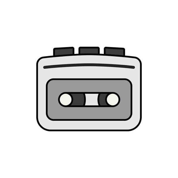 Cassette player vector grayscale icon. Music sign. Graph symbol for music and sound web site and apps design, logo, app, UI - Vector, Image