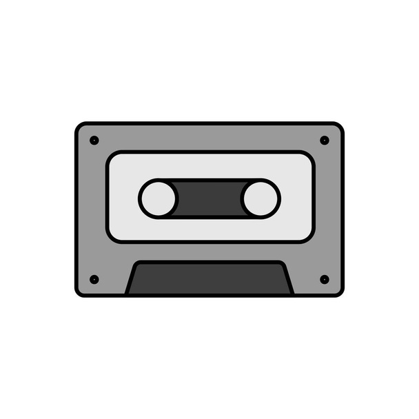 オーディオカセットテープベクトルグレースケールアイコン。音楽のサインだ。音楽やサウンドウェブサイトやアプリのデザイン、ロゴ、アプリ、 UIのためのグラフシンボル - ベクター画像