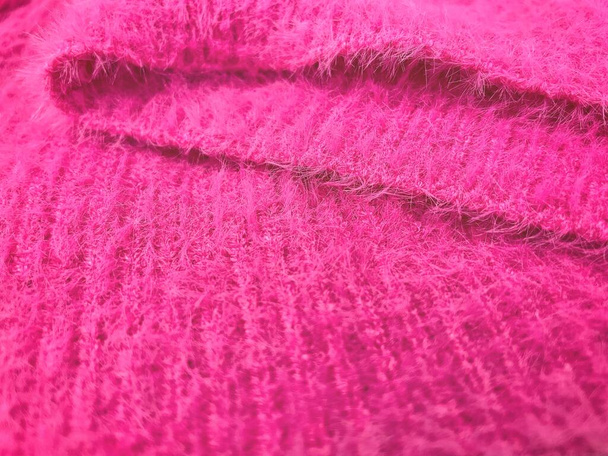 Ροζ πουλόβερ υφασμάτινο φόντο υφή - Φωτογραφία, εικόνα