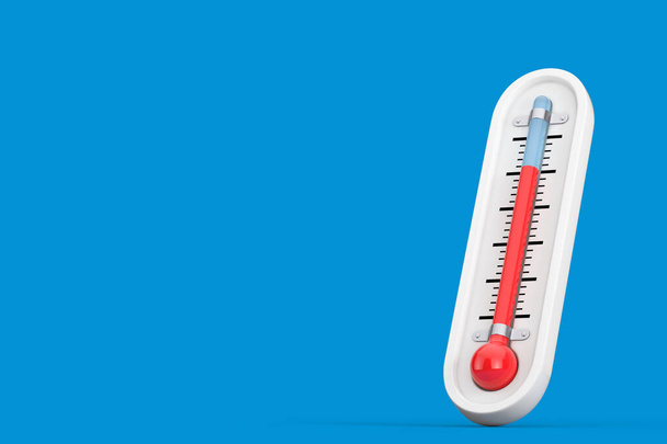 Thermometer voor buiten op een blauwe achtergrond. 3d Rendering  - Foto, afbeelding