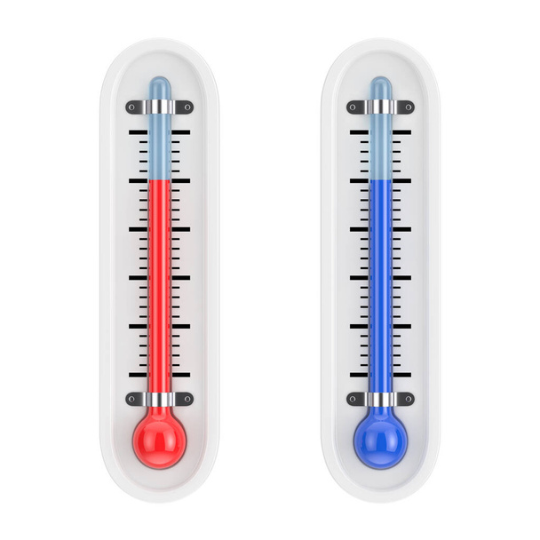 Outdoor Thermometer on a white background. 3d Rendering  - Φωτογραφία, εικόνα
