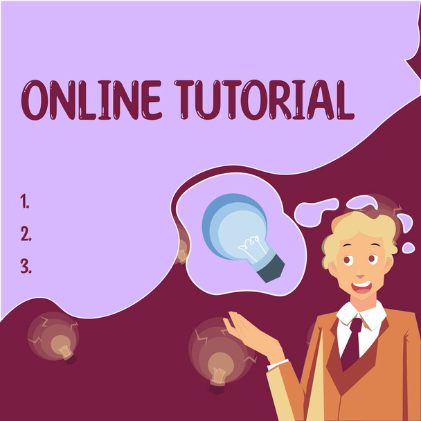 Texto de caligrafia Tutorial Online, Word Escrito sobre o processo de tutoria em um ambiente online ou virtual - Foto, Imagem