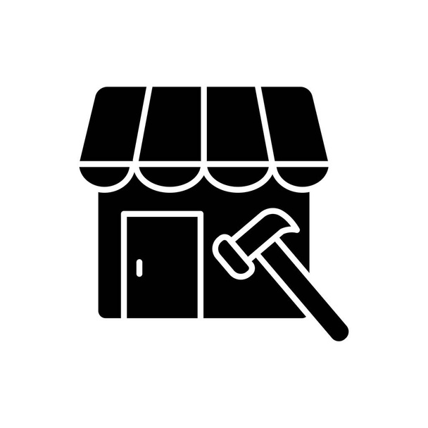 Icono de la tienda ilustración con martillo. estilo icono de glifo. adecuado para icono de reparación de tienda. icono relacionado con el comercio electrónico. Diseño vectorial simple editable. Pixel perfecto a 32 x 32 - Vector, imagen