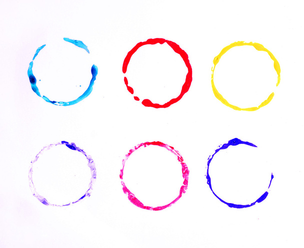 Set of multicolored watercolor circles - Photo, image