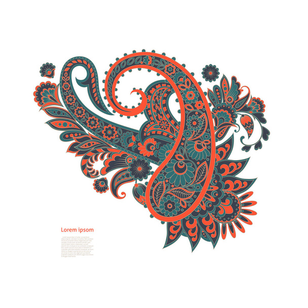 Paisley isolated. Card with paisley isolated for design. Paisley vector pattern - Vector, Image