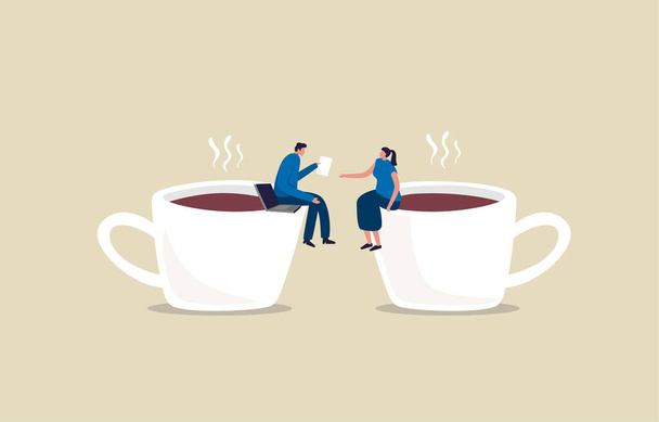 Discussione d'affari sulla pausa caffè. Uomo d'affari e collega che si prendono una pausa caffè. Illustrazione - Foto, immagini