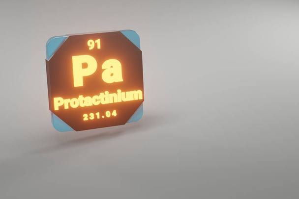 Beautiful abstract illustrations Standing black and fire Protactinium  element of the periodic table. Modern design with golden elements, 3d rendering illustration. Blue gray background. - Photo, Image