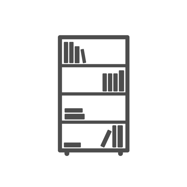 Bücherregal Silhouette Vektor-Symbol isoliert auf weißem Hintergrund. Bücherregalmöbel-Ikone für Web, mobile Apps, UI-Design und Print - Vektor, Bild