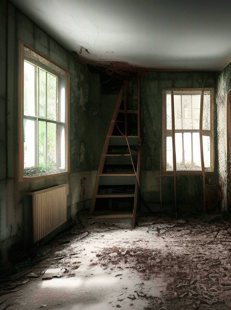 old abandoned house with a window - Zdjęcie, obraz