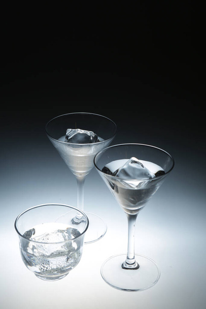 Close Up Of  Drinking Glass Against dark black Background - Zdjęcie, obraz