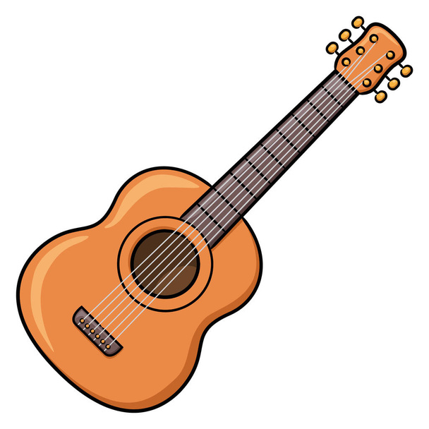 Ilustración de dibujos animados lindo de la guitarra. - Vector, imagen