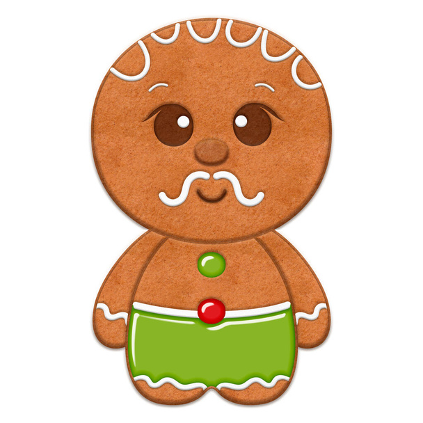 Cute Christmas gingerbread cookie for different holidays designs. High quality illustration. - Photo, Image
