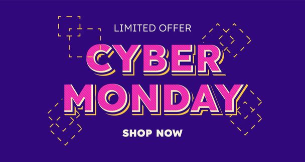 Cyber monday sale banner. retro style effect - Vector, afbeelding