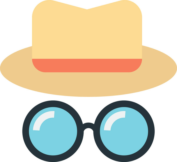 Kulaté brýle a vrchní klobouk ilustrace v minimálním stylu izolované na pozadí - Vektor, obrázek